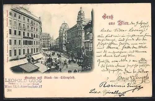 AK Wien, Blick vom Graben auf den Stock-im-Eisenplatz