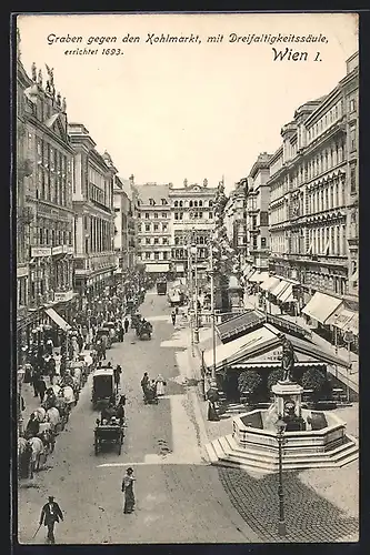 AK Wien, Graben gegen den Kohlmarkt mit Dreifaltigkeitssäule, Errichtet 1693