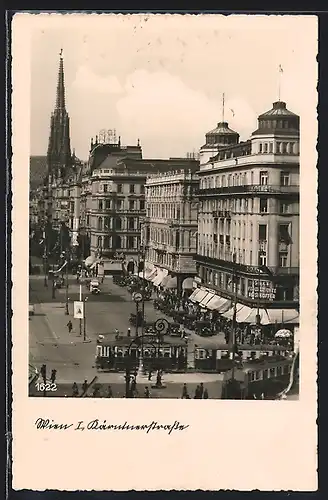 AK Wien, Kärntnerstrasse, Strassenbahn vorm Hotel Bristol