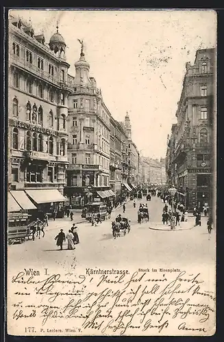 AK Wien, Kärntnerstrasse, Pferdebahn vor Riedl`s Hotel Royal