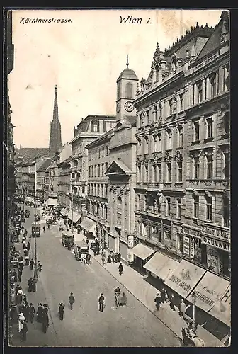 AK Wien I, Kärntnerstrasse, Zahnarzt-Praxis Dr. Stern, Geschäft Gustav Jacobi, Passanten vor den Geschäften