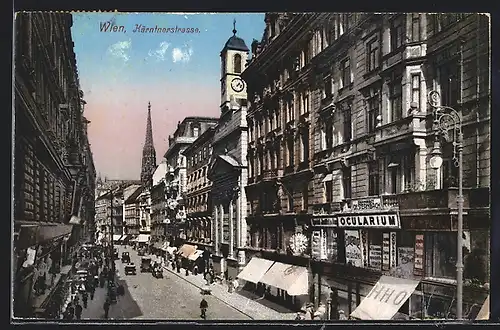 AK Wien, Kärntnerstrasse, Partie mit Zahnarzt Dr. Sternbach und Blick auf den Stephansdom