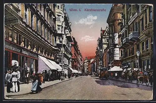 AK Wien, Kärntnerstrasse, Geschäfte und Passanten