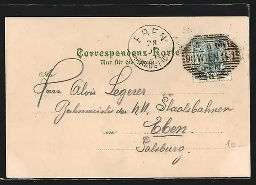 Lithographie Wien, Blick auf Universität, Votivkirche