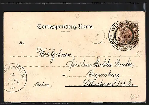 Lithographie Wien, K. K. Arsenal, Reichsrathsgebäude, Rathhaus