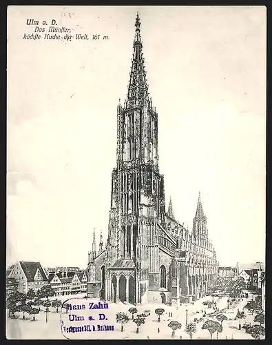 Klapp-AK Ulm, Ortsansicht mit Münster