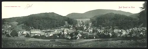 Klapp-AK Bad Grund im Harz, Panoramablick auf die Ortschaft