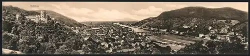 Klapp-AK Heidelberg, Panorama mit Schloss und Stadt