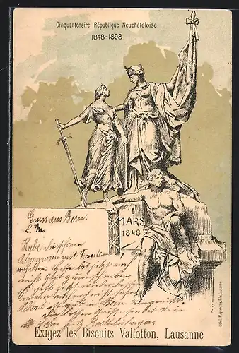 Künstler-AK Neuchatel, Cinquantenaire République Neuchateloise 1848-1898