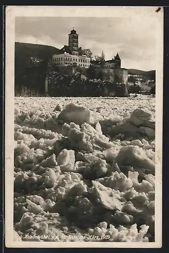 AK Schönbühel a. d. D., Eisstoss März 1929