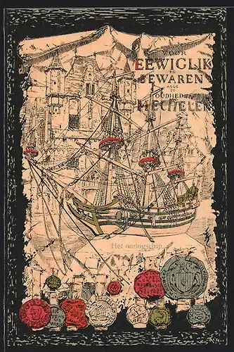 Künstler-AK A. Ost: Mechelen, Het oorlogschip dagteekenend van 1647, Segelschiff