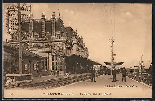 AK Saint-Omer, La Gare vue des Quais, Bahnhof