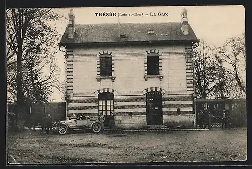 AK Thésée, La Gare, Bahnhof
