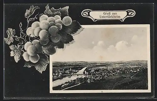 AK Untertürkheim, Teilansicht, Weintrauben