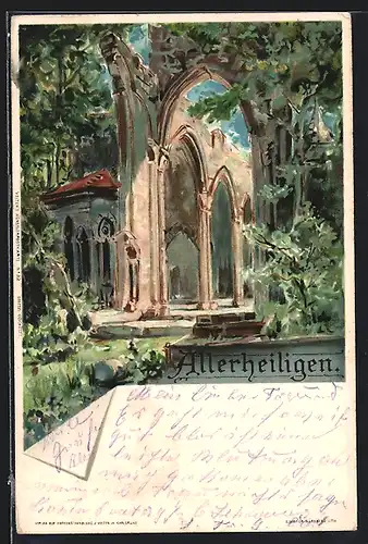 Künstler-AK C.Biese: Lierbach, Ruine Allerheiligen