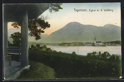 AK Tegernsee, Blick auf Egern mit dem Wallberg