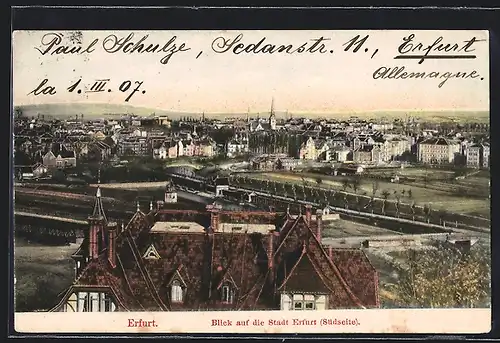 AK Erfurt, Blick auf die Südseite der Stadt