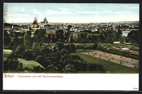 AK Erfurt, Panorama von der Grolmannshöhe