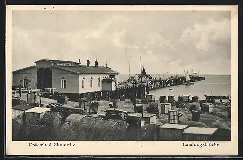 AK Zinnowitz, Landungsbrücke mit Strandkörben