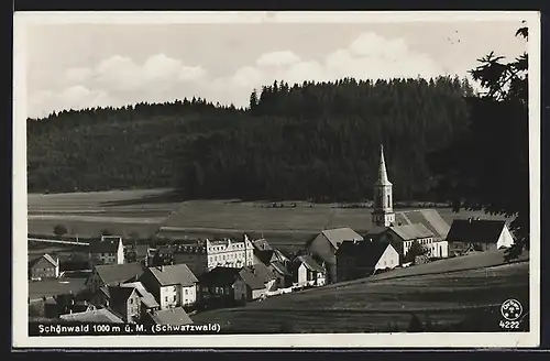 AK Schönwald (Schwarzwald), Ortsansicht aus der Vogelschau