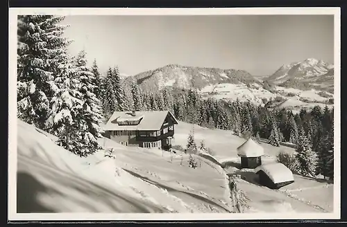 AK Oberstdorf im bayr. Allgäu, Gasthaus Restaurant Bergkristall im Winter