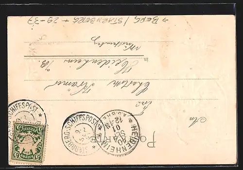 AK Silhouette Ludwig II. in Gold, Krone, Votivkirche, Eichenlaub