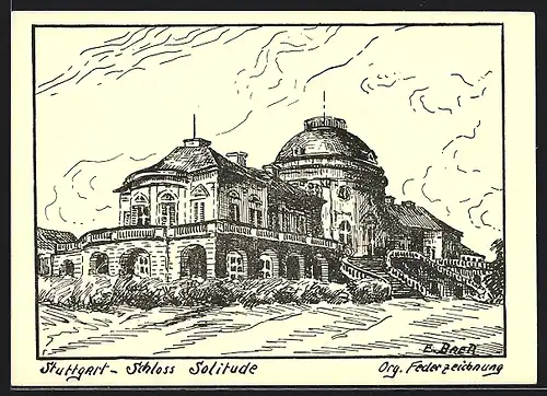 Künstler-AK Stuttgart, Schloss Solitude