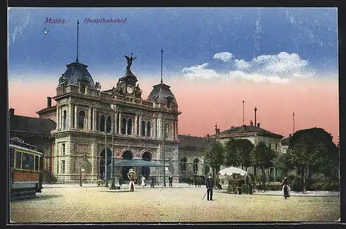 AK Mainz a. Rh., Blick zum Hauptbahnhof