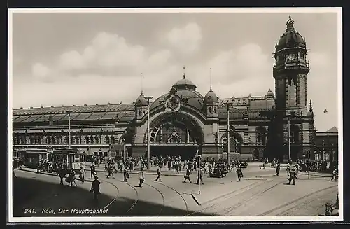 AK Köln, Hauptbahnhof mit Strassenbahn