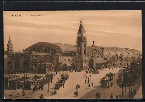 AK Hamburg-St.Georg, Hauptbahnhof mit Strassenbahn