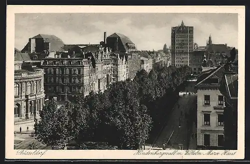 AK Düsseldorf, Strasse am Hindenburgwall mit Wilhelm Marx-Haus