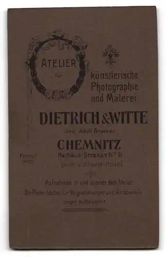 Fotografie Dietrich & Witte, Chemnitz, Rathaus-Strasse 6, Eleganter Herr im Anzug mit Schnauzbart