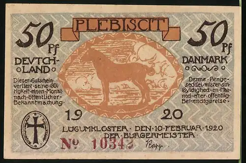 Notgeld Lügumkloster 1920, 50 Pfennig, Klostergebäude