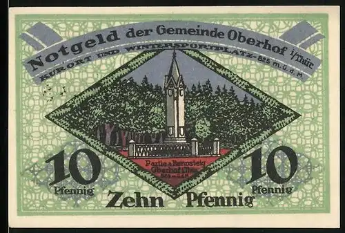 Notgeld Oberhof i. Thür. 1919, 10 Pfennig, Partie a. Rennsteig