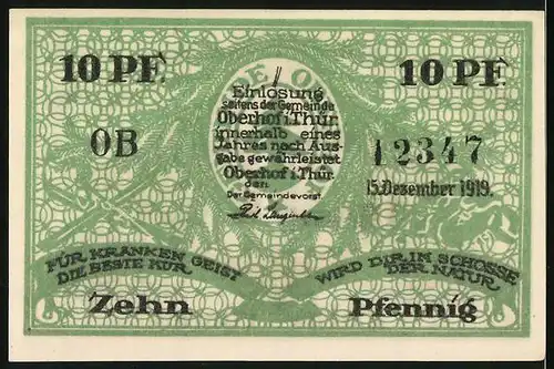 Notgeld Oberhof i. Thür. 1919, 10 Pfennig, Partie a. Rennsteig