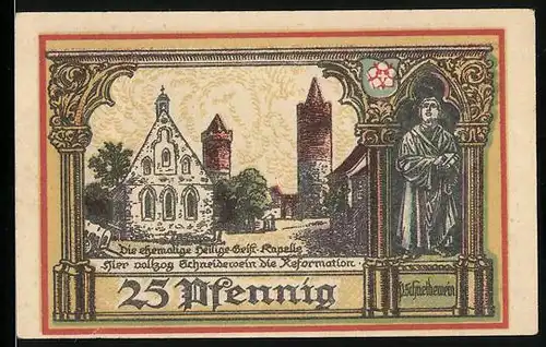 Notgeld Jüterbog 1920, Abteihof, Abt Nicolas, ehemalige Heilige-Geist-Kapelle, P. Schneidewein