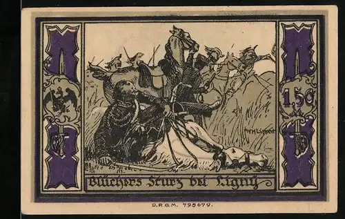 Notgeld Stolp in Pomm., 1,50 Mark, Blüchers Sturz bei Ligny