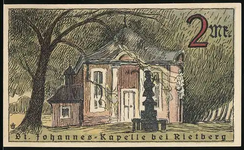 Notgeld Rietberg i. W. 1921, 2 Mark, St. Johannes-Kapelle, Denkmal