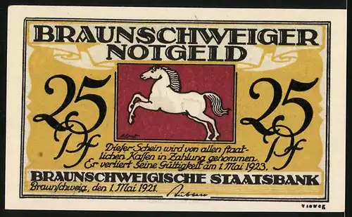 Notgeld Braunschweig 1921, 25 Pfennig, Till Eulenspiegel mit seinen kreativen Backwerken