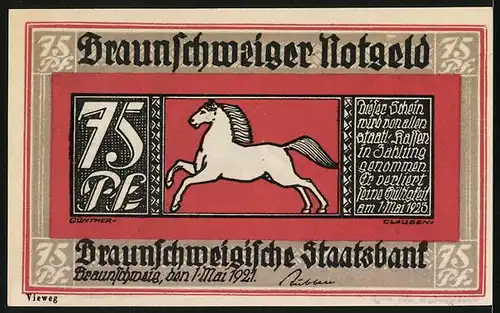 Notgeld Braunschweig 1921, 75 Pfennig, Till Eulenspiegel als Arzt