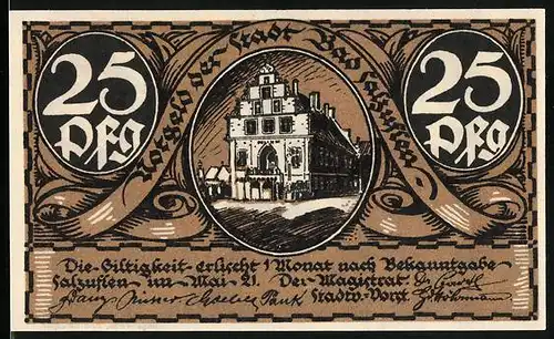 Notgeld Bad Salzuflen 1921, 25 Pfennig, Rathaus und Schmied