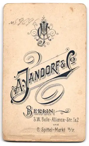 Fotografie A. Jandorf & Co, Berlin, Spittel-Markt 16 /17, Eleganter Bürgerlicher mit wildem Schnauzbart