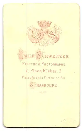 Fotografie Emile Schweitzer, Strasbourg, Place Kleber 7, Mutter u. kleine Tochter mit Flechtfrisuren