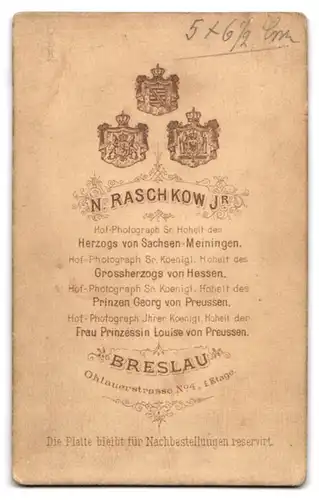 Fotografie N. Raschkow Jr., Breslau, Ohlauerstrasse 4, Bürgerlicher Herr mit lichtem Haar und Fliege
