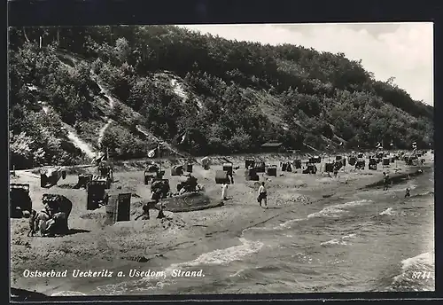 AK Ückeritz, Strand mit Badenden