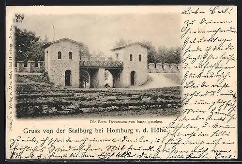 AK Saalburg bei Homburg, Porta Decumana von innen gesehen