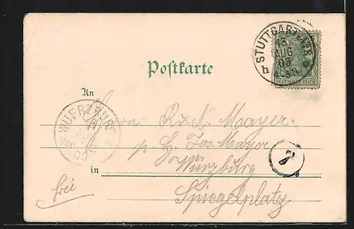 AK Stuttgart, Johanneskirche mit Springbrunnen