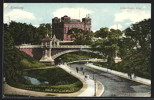 AK Hamburg-St.Pauli, Helgoländer Weg mit Brücke