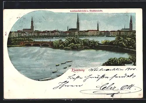 AK Hamburg-Neustadt, Lombardsbrücke und Stadtansicht