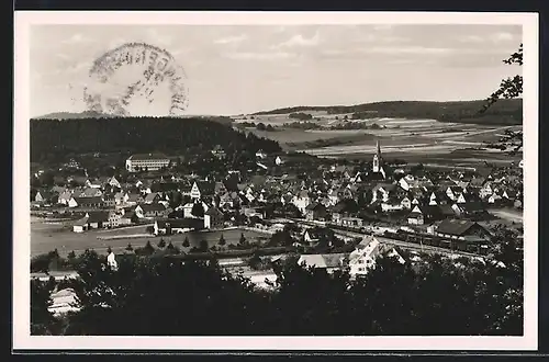 AK Münsingen, Ortsansicht aus der Vogelschau